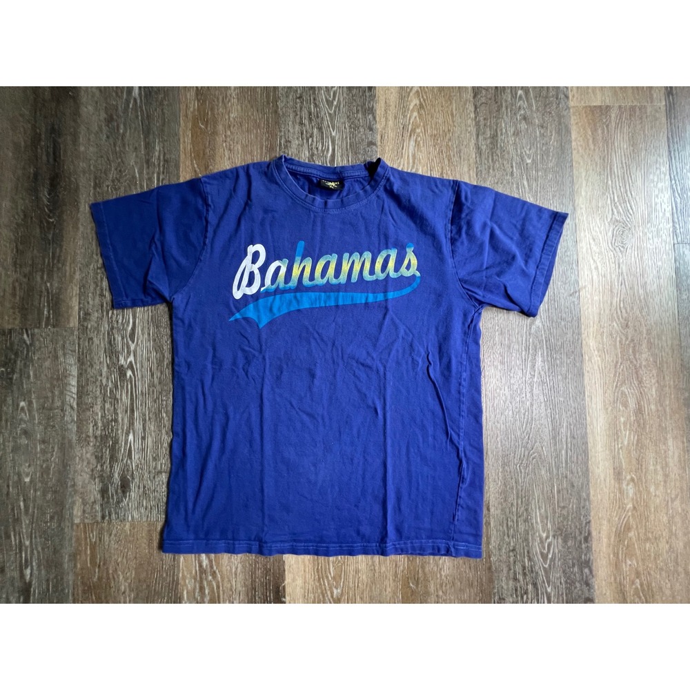 Bahamas Shirt Co Graphic Tee Mens XL Blue‎ Short Sleeve Script Logo Souvenir